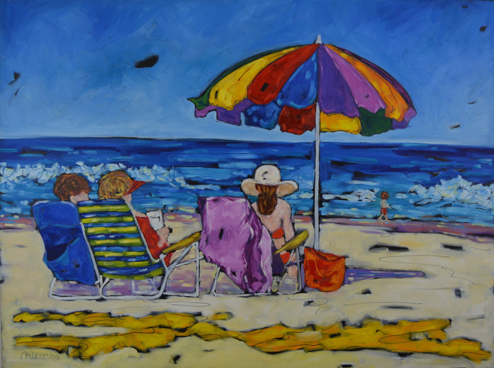 "Beachgoers II" original oil painting by Christi Dreese, beach scene