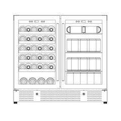 36-inch Beer and Wine Cooler Combination with Low-E Glass Door