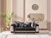 Romans Carved-Wood Loveseat with Gold Accents — Statement Lounge Seating