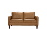 Soria Saddle Brown Top-Grain Leather Loveseat — Lounge Seating
