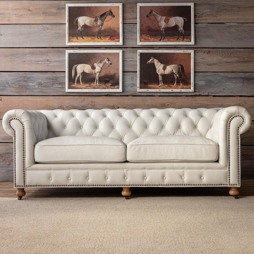River Birch Leather Chesterfield Sofa 84"