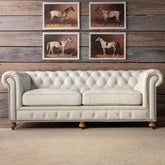 River Birch Leather Chesterfield Sofa 84"