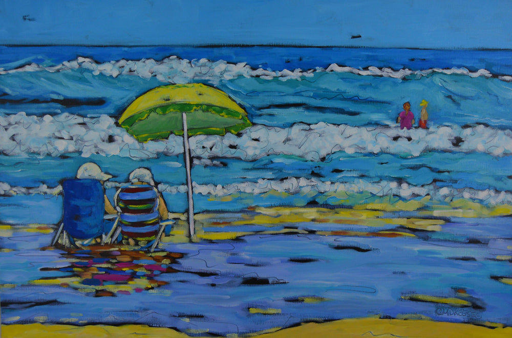 "Beachgoers I" original oil painting by Christi Dreese, beach scene