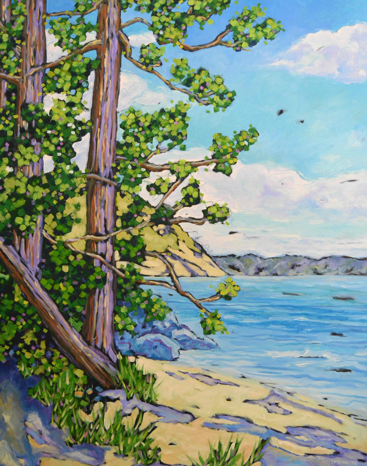 "A Long Walk Along the Beach" by Christi Dreese: giclée print of a beach near Empire, Michigan, with the Sleeping Bear Dunes in the distance