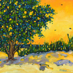 "Golden Hour" original oil painting by Christi Dreese, beach sunset scene